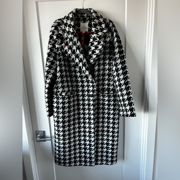 Avec Les Filles Houndstooth Oversize Double Face Coat Black and White - Picture 1 of 16